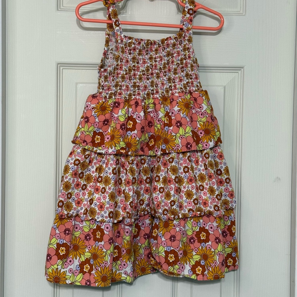 Wonder Nation Pink and Brown Floral Tierd Kids Dress 4T - Picture 5 of 5